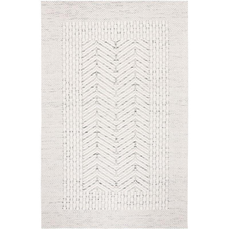 Ivory and Green Handmade Wool Flat Woven Area Rug 3' x 5'