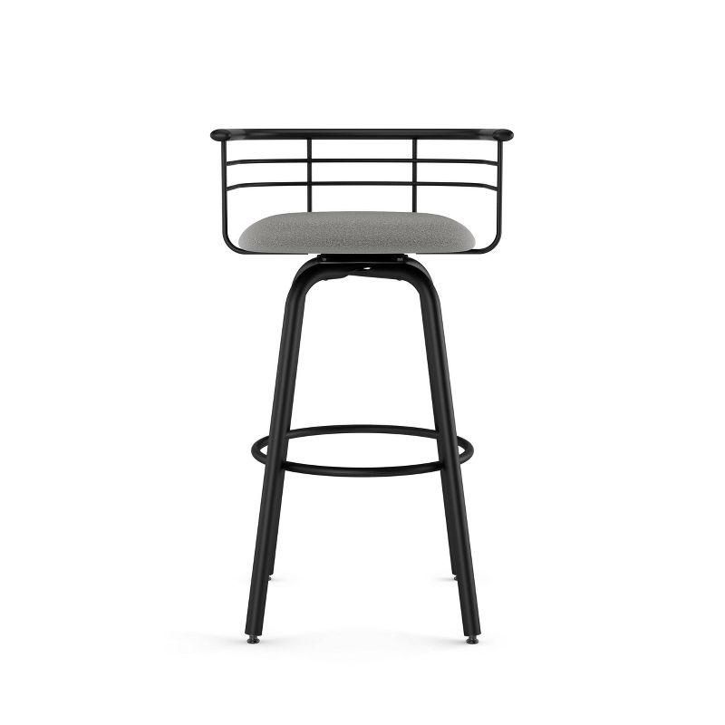 Amisco Turbo Upholstered Counter Height Barstool Gray/Black: 26" Seat, Steel Frame, Polyester Textile, Spot Clean