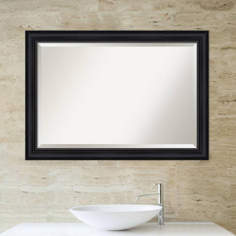 Astor Black Satin Beaded 41x29 Bathroom Vanity Wall Mirror