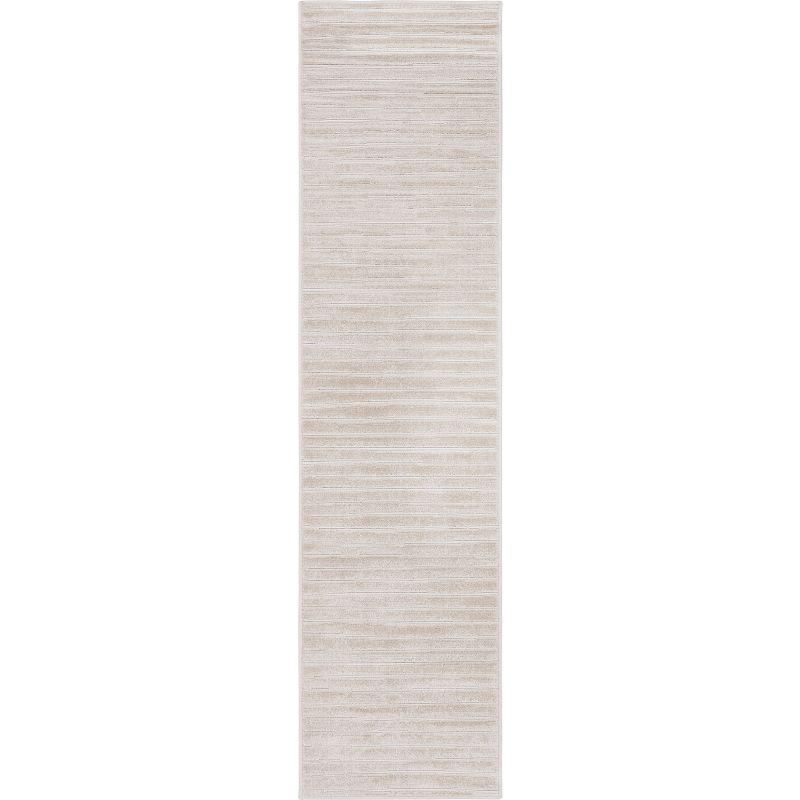 Beige and Brown Reversible Outdoor Runner Rug