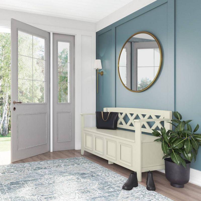 Simpli Home Amherst 48"W Solid Wood Entryway Storage Bench with Lift-Top Lid and Dual Compartments