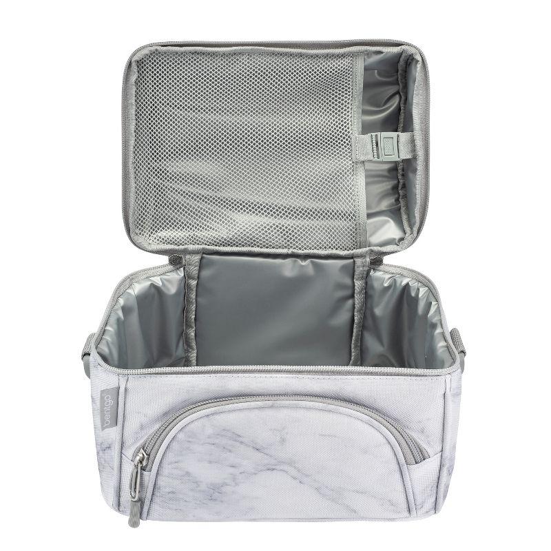 Bentgo Deluxe Lunch Bag, Durable & Insulated Bag, Internal Mesh Pocket & 2-Way Zippers - White Marble
