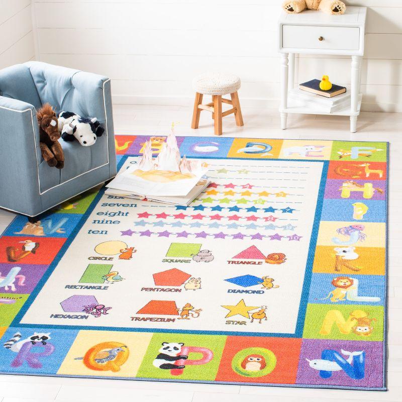 Kids Multicolor Educational Alphabet and Shapes Rug