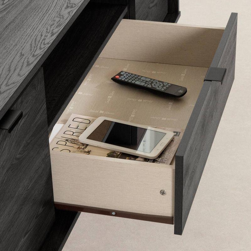 South Shore City Life TV Stand for TVs up to 75" Gray Oak: Laminated Particle Board, Storage Shelves, Modern Design