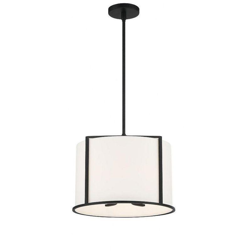 Carlyn Mini Drum Silk Shade Black Pendant Light