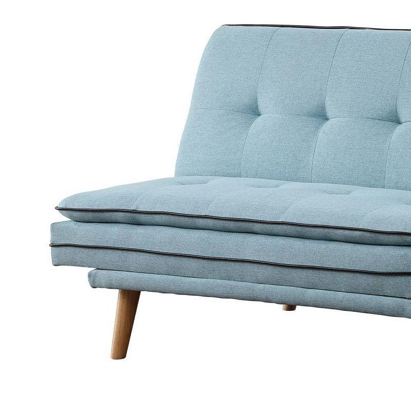 72" Savilla Sectional Sofa Blue Linen/Oak Finish - Acme Furniture: Adjustable, Tufted, with Pillow