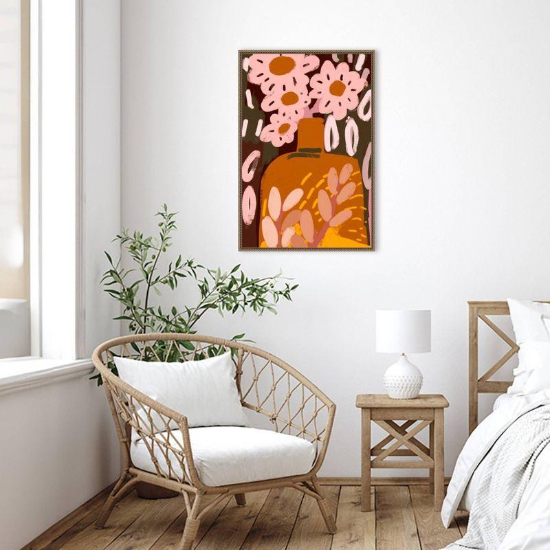 23"x33" Pastel Flower Impression No by Treechild Framed Canvas Wall Art Print Bronze - Amanti Art