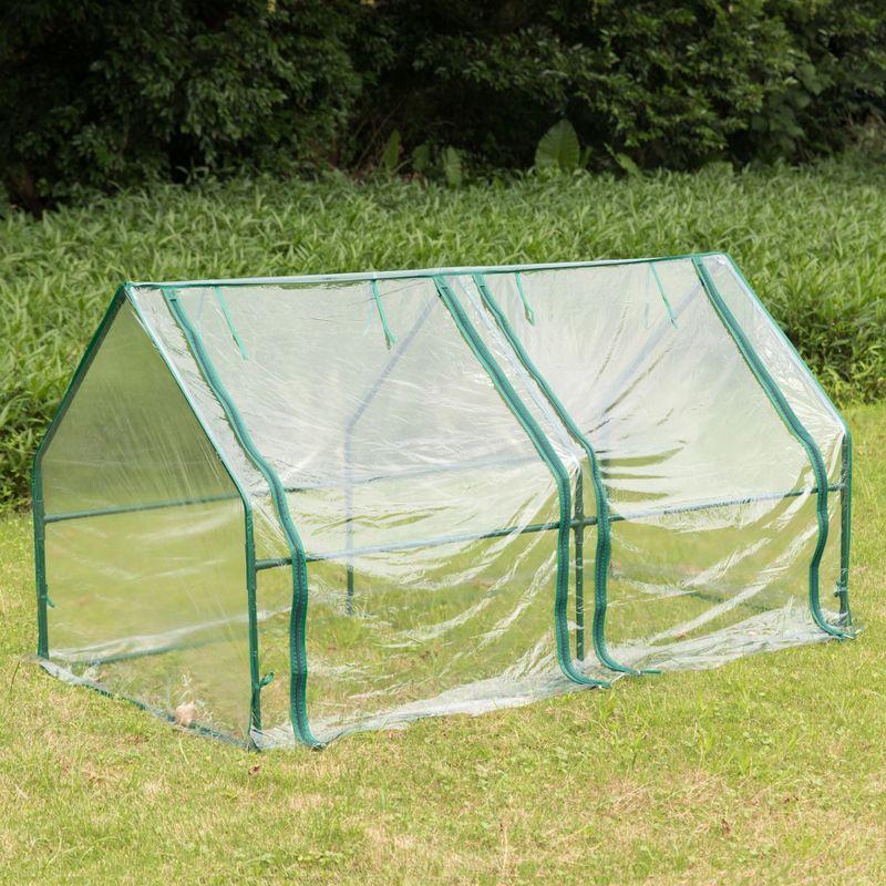 Medium Green Waterproof Portable Plant Greenhouse with Clear Windows