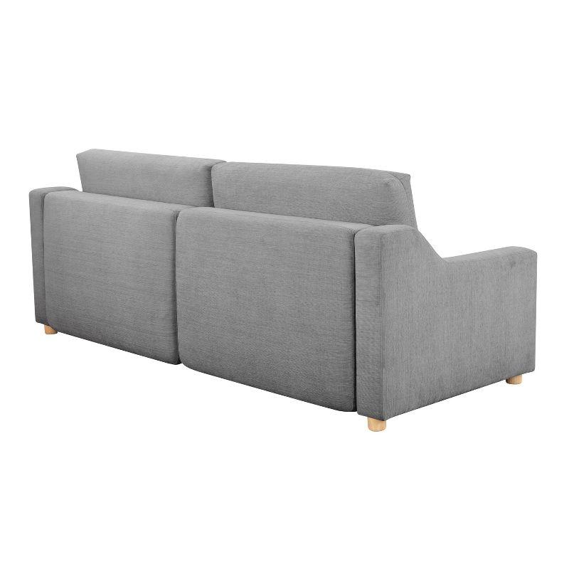 Gray Queen Convertible Sleeper Sofa with Natural Wood Legs