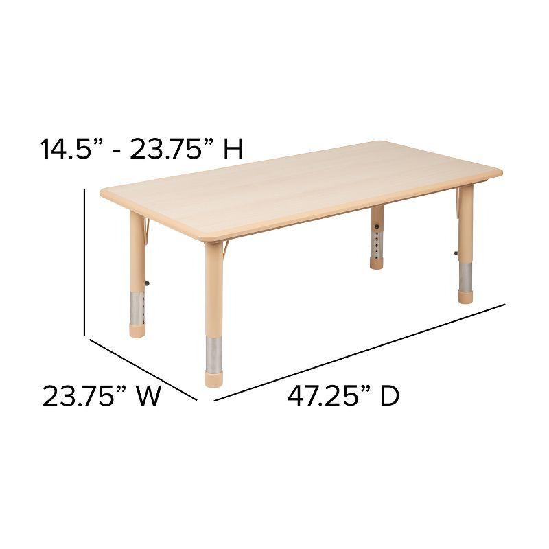 Emma and Oliver 23.625"W x 47.25"L Rectangular Plastic Height Adjustable Activity Table