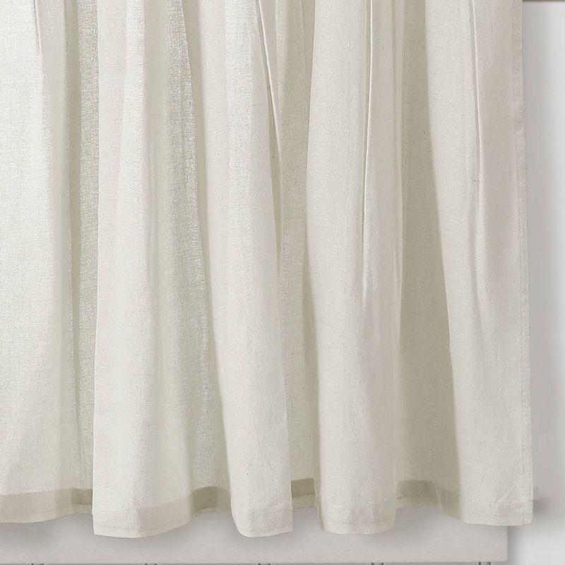 Set of 2 (36"x29") Farmhouse Linen Button Kitchen Curtain Tiers Off White - Lush Décor: Solid Cotton & Linen Rod Pocket