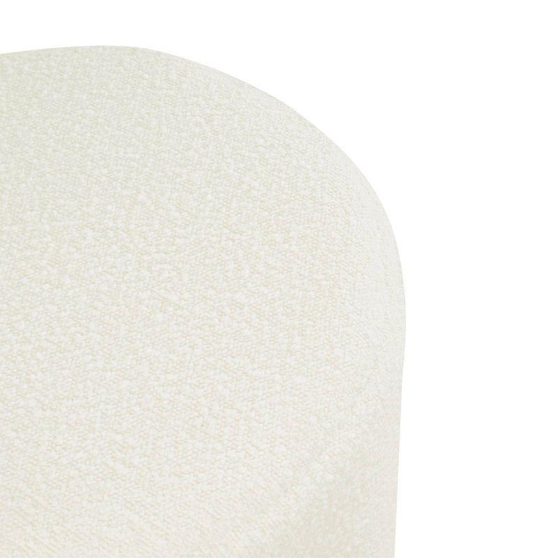 Round Upholstered Ottoman Cream Boucle - HomePop: Textured, No Assembly, 250lb Capacity