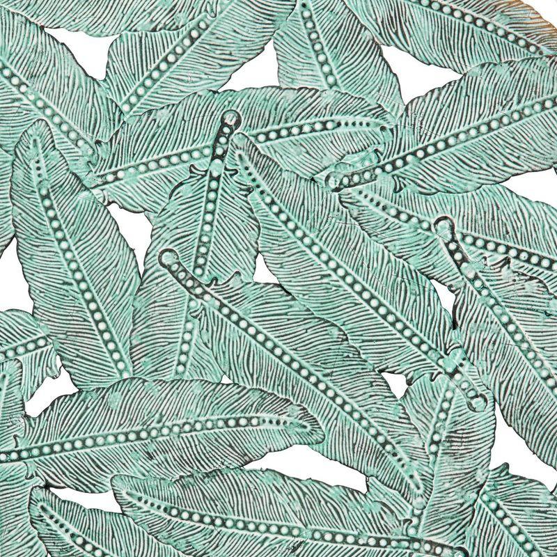 Set of 3 Jax Iron Painted Wall Decor Blue: Madison Park Metal Artwork, Botanical Cast Sculpture, Modern Style