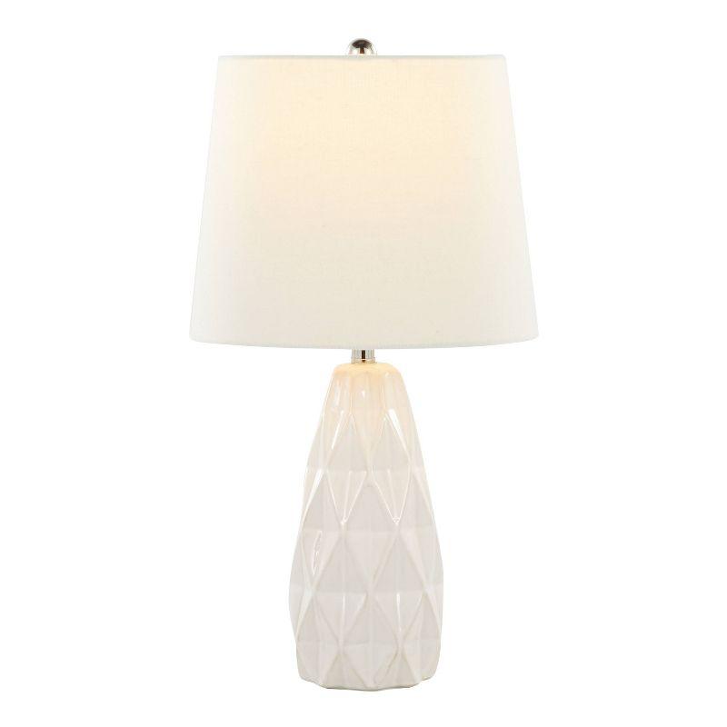 LumiSource (Set of 2) Hex 20" Contemporary Accent Lamps: Ceramic Body, Linen Drum Shade, UL Listed