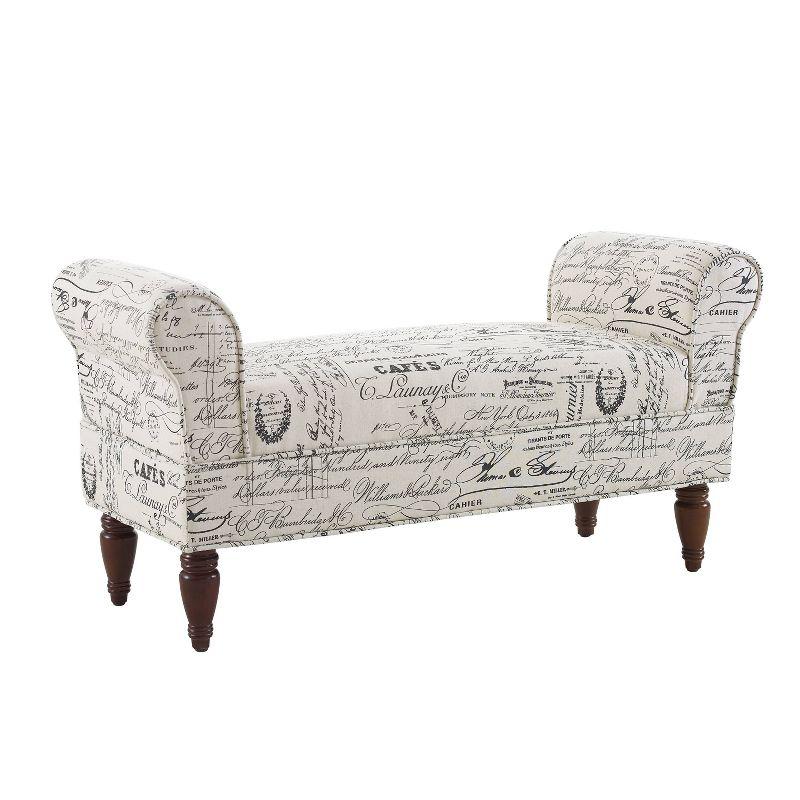 Lillian Classic Mahogany Finish Microfiber Upholstered Bench