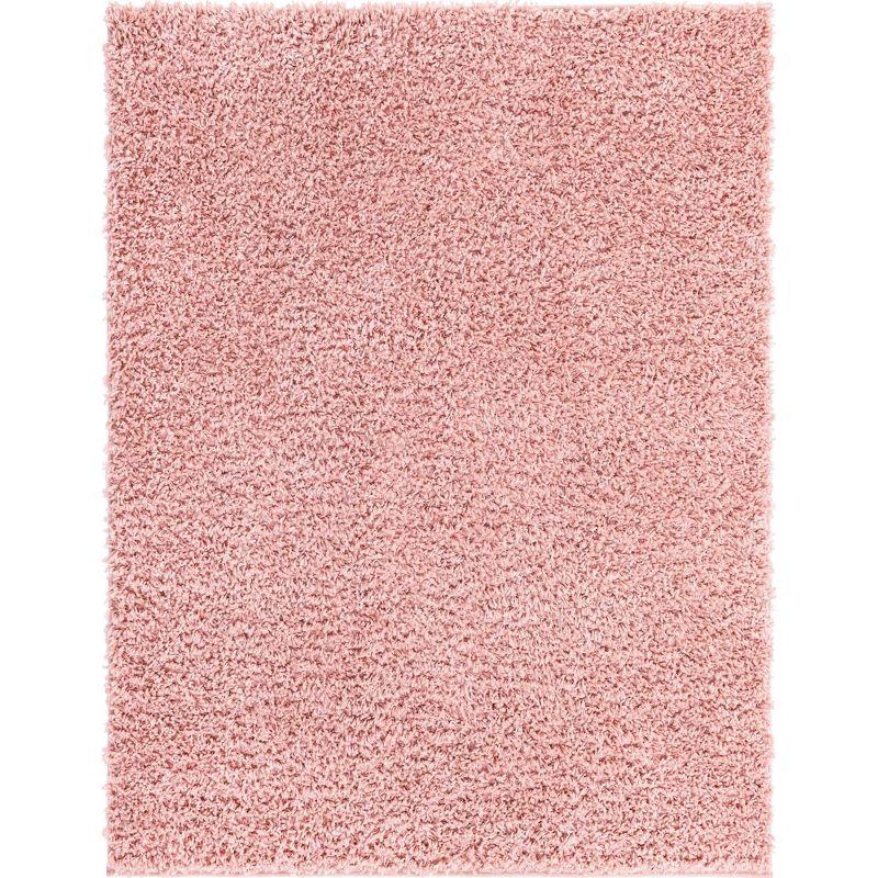 Dusty Rose Braided Shag 10' x 13' Synthetic Area Rug