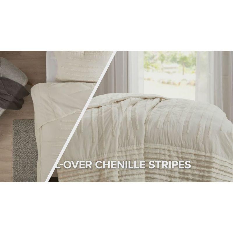 Mercer 100% Cotton 3 Piece Quilt Set with Chenille Trims