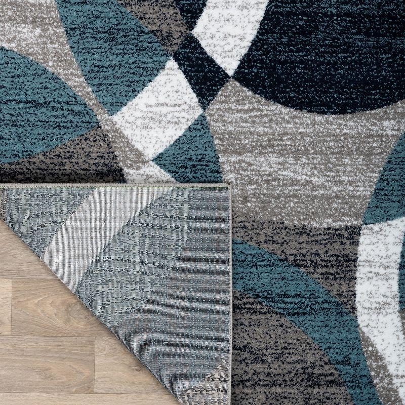 World Rug Gallery Geometric Circles Blue 5'3" x 7'3" Area Rug