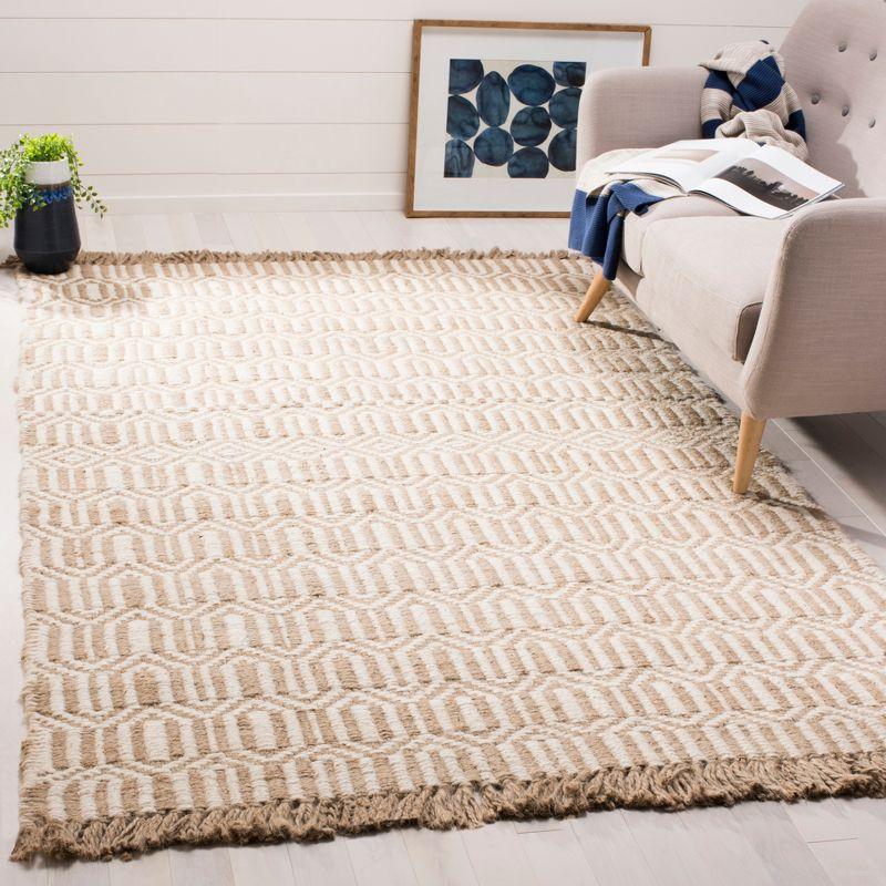 Hand-Knotted Ivory Jute 5' x 8' Area Rug with Non-Slip Backing