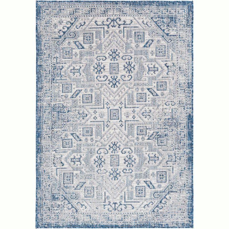 Blue Rectangular Synthetic Flat Woven Outdoor Area Rug 4' x 6'