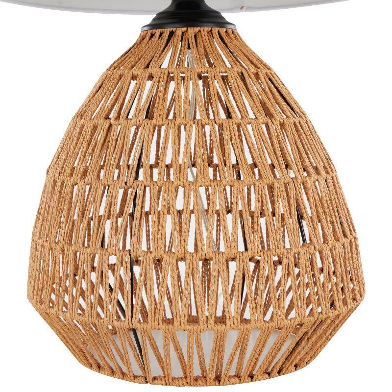 LumiSource Congo 29" Contemporary Rattan Table Lamp Natural Rope Rattan Matte Black Metal and White Linen Shade from Grandview Gallery: UL Listed