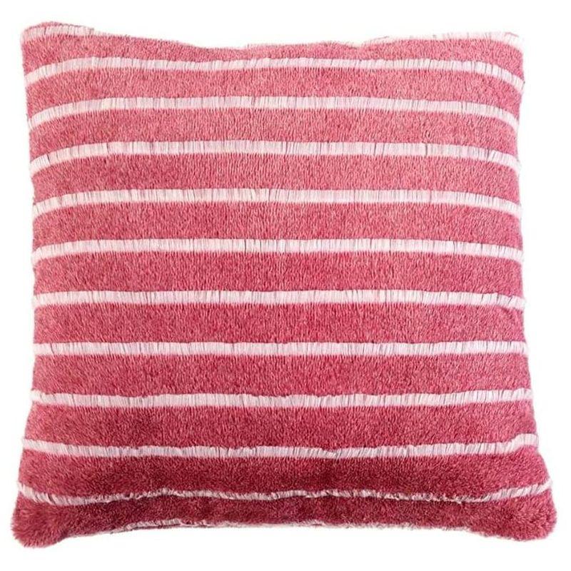 The Lakeside Collection Striped Faux Fur Throws or Accent Pillows - Striped Faux Fur Accent Pillow Red