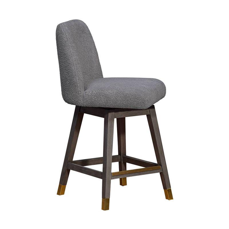 Armen Living Amalie Wood Finish with Fabric Swivel Counter Height Barstool