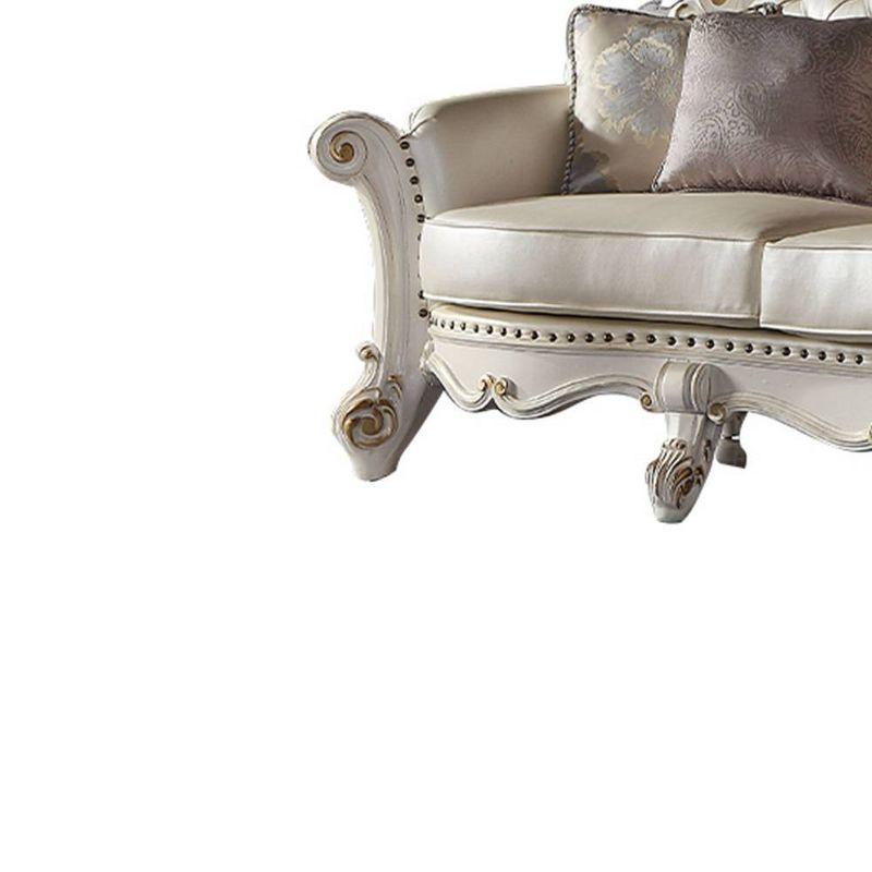 113" Vendome Sofa Champagne Synthetic Leather and Antique Pearl Finish - Acme Furniture