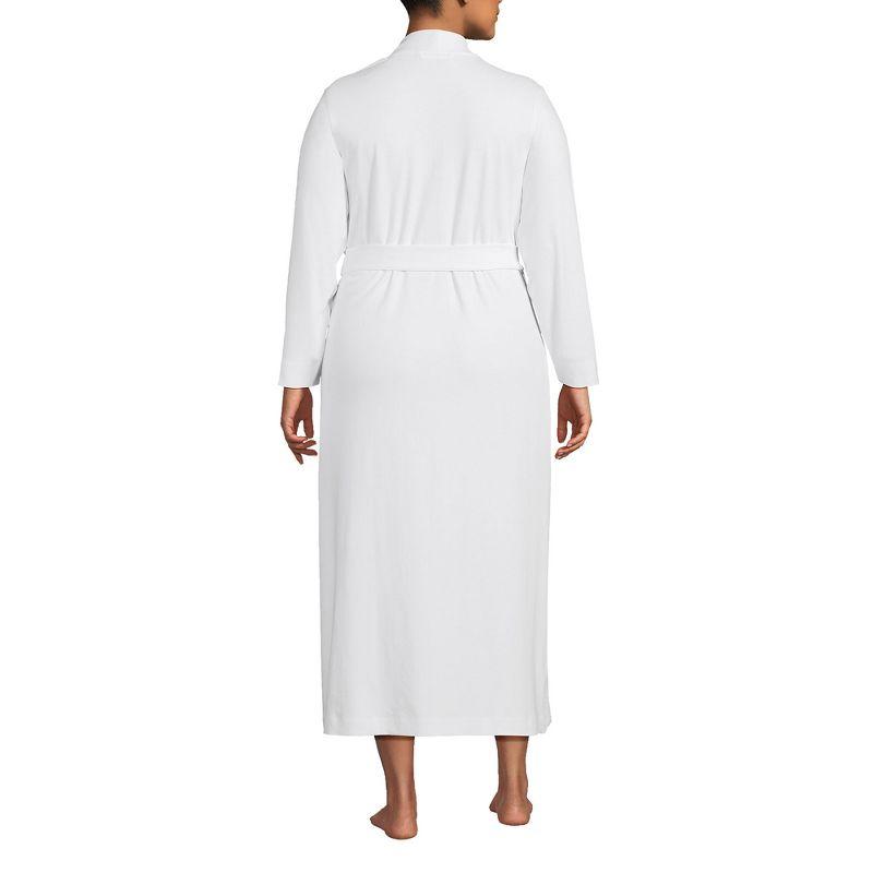 Plus Size White Cotton Long Sleeve Midcalf Robe