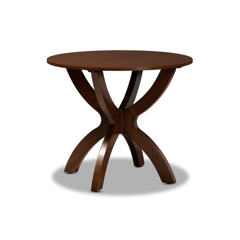 Contemporary Round Walnut Wood Dining Table for Four
