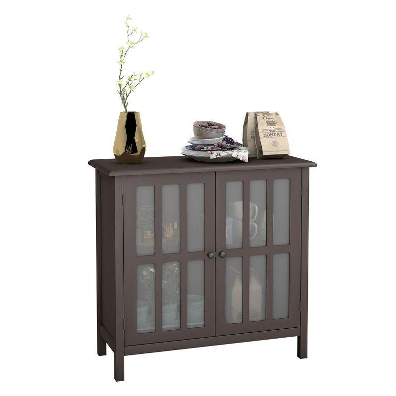 Elegant Modern Brown MDF and Glass Sideboard Storage Cabinet