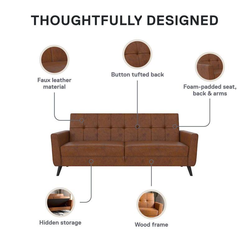 Dorel Home Products Parker Faux Leather Futon with Storage Camel
