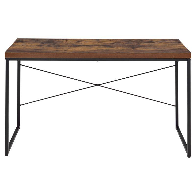 Writing Desk Oak - Acme Furniture: Industrial Style, Metal Frame, 47" Wide Surface, No Storage