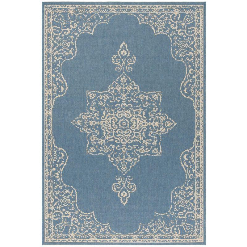 Beach House BHS180 Power Loomed Indoor/Outdoor Area Rug - Cream/Blue - 5'3"x7'6" - Safavieh