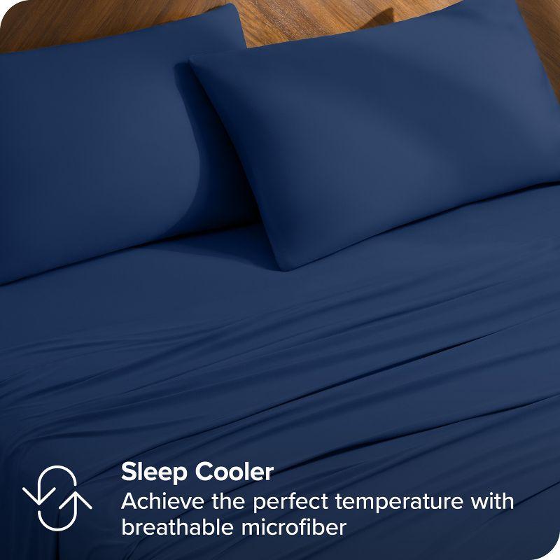 Full Dark Blue Premium 4 Way Microfiber Stretch Knit Sheet Set by Bare Home