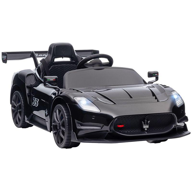 Qaba Maserati GT2 Licensed Ride On Car, 12V 3MPH Battery Powered Electric Car for Kids with Shock-Absorbers, Auxiliary Wheels, Remote, Horn, Black