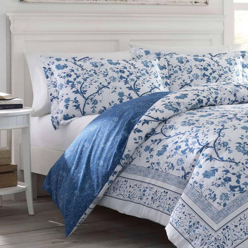 Charlotte Blue Cotton Twin Reversible Comforter Set