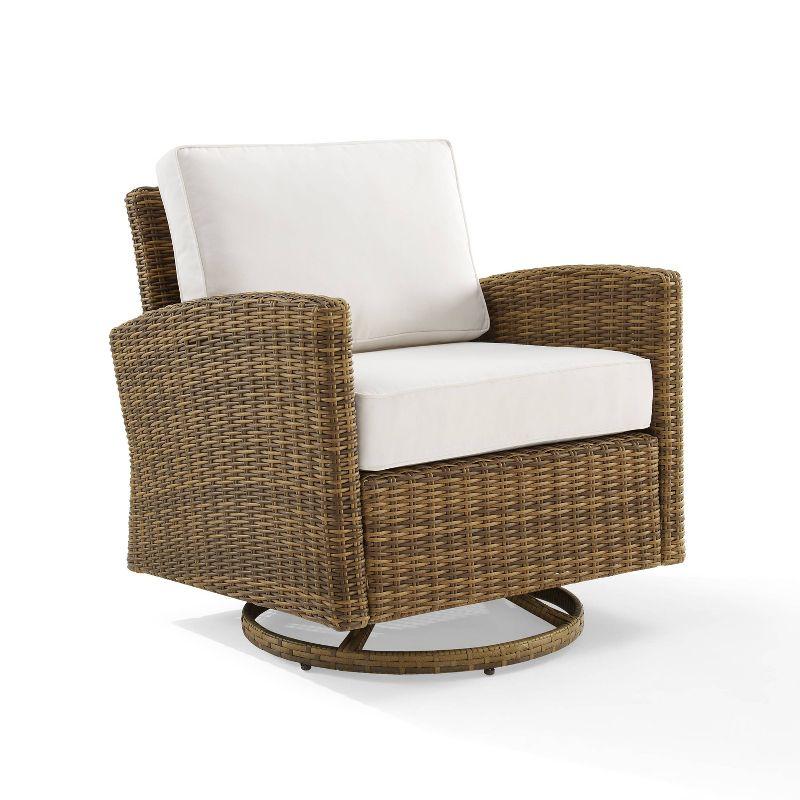 Bradenton White Cushioned Weathered Brown Wicker Swivel Rocker Chair