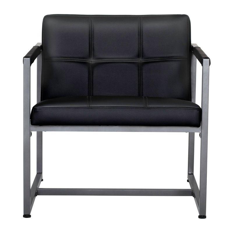 Camber Modern Black Leather Accent Chair with Metal Frame