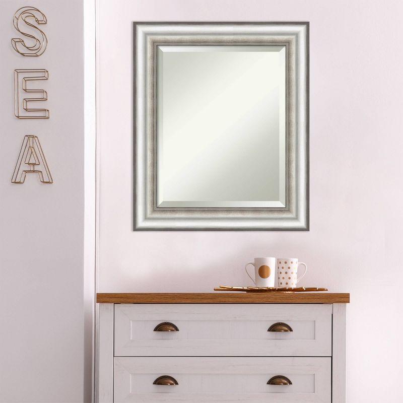 21" x 25" Salon Framed Wall Mirror Silver - Amanti Art: Modern Beveled, No Assembly Required