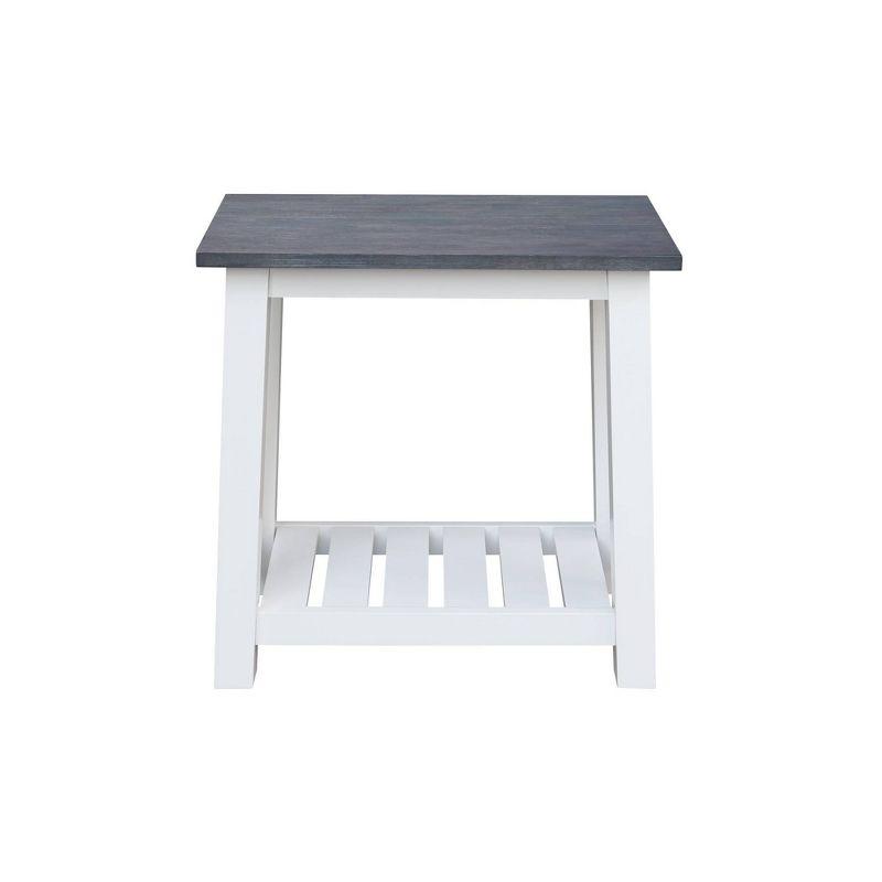 Eco-Friendly Parawood Surrey Rectangular Side Table in White & Heather Gray