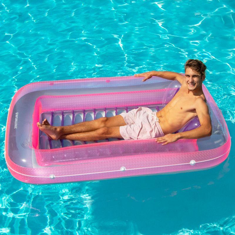 71" Pink and Purple Inflatable Vinyl Pool Lounger