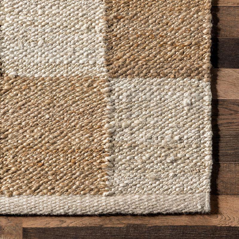 Nuloom Christana Plaid 8x10 Jute Indoor Area Rug for Dining Room Rug Neutral Rug Living Room Rug, Ivory
