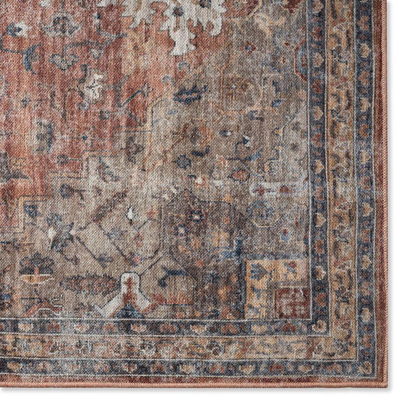 Everwash Callaghan Esther Bohemian Medallion Machine Washable Area Rug, Rust/Navy Blue, 5'2"x7'2"