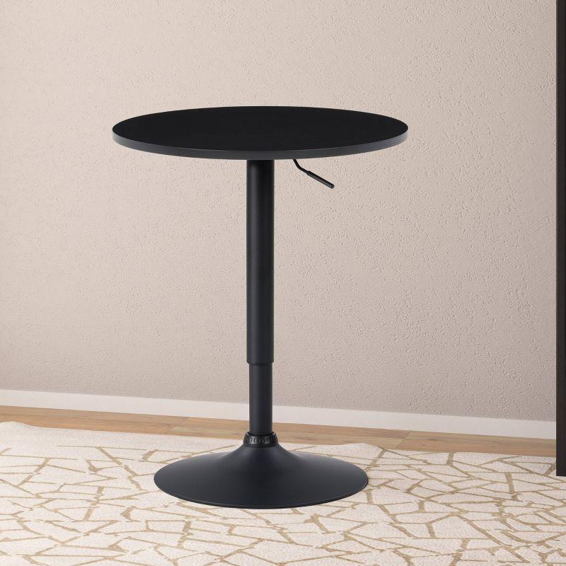 Round Adjustable Pedestal Dining Table Dark Black - CorLiving: Modern, Space-Saving, Bar-Level Option