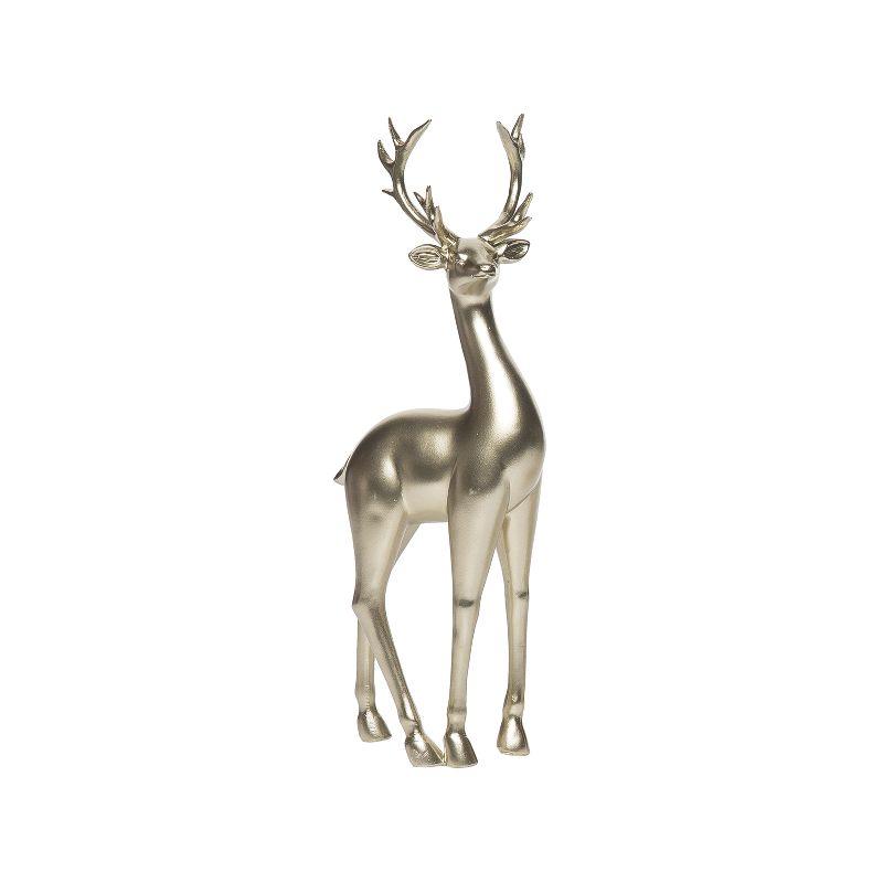 Gold Resin Deer Figurine with Elegant Antlers