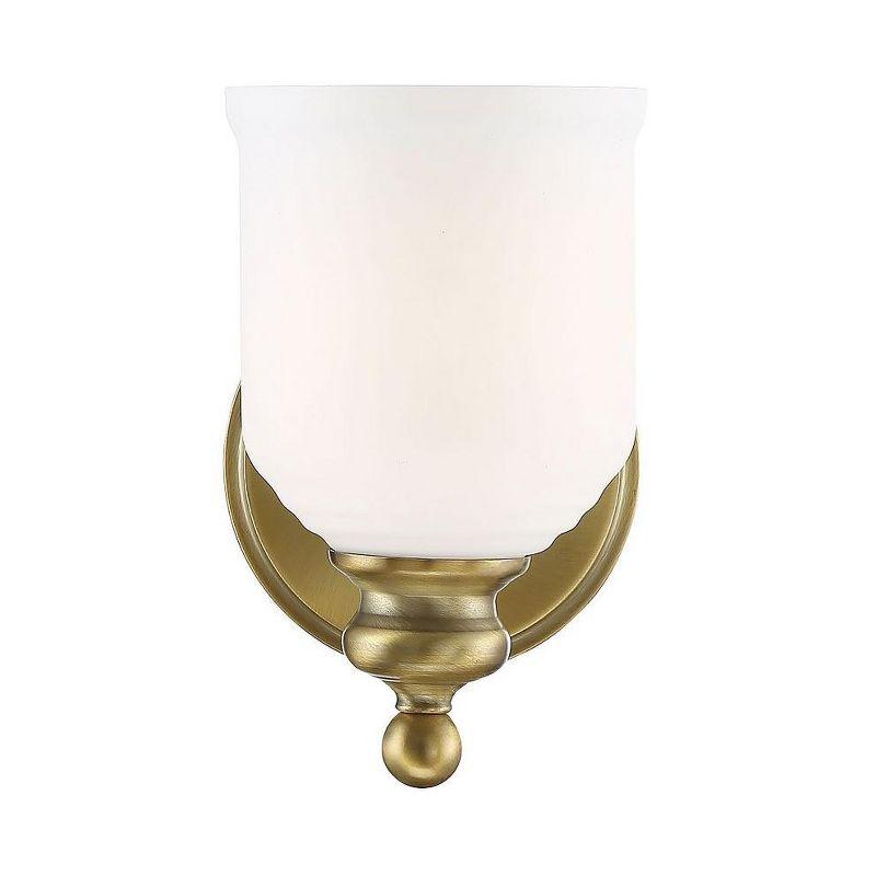 Melrose Warm Brass 1-Light Wall Sconce with Opal Glass Shade