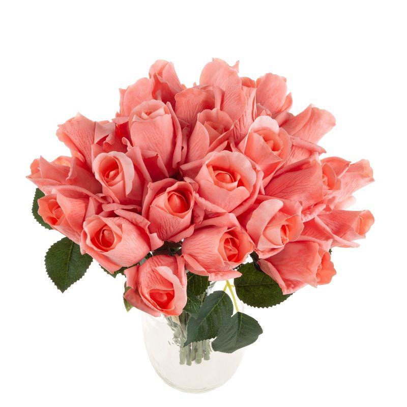 Coral Real Touch Polyester Rose Tabletop Centerpiece