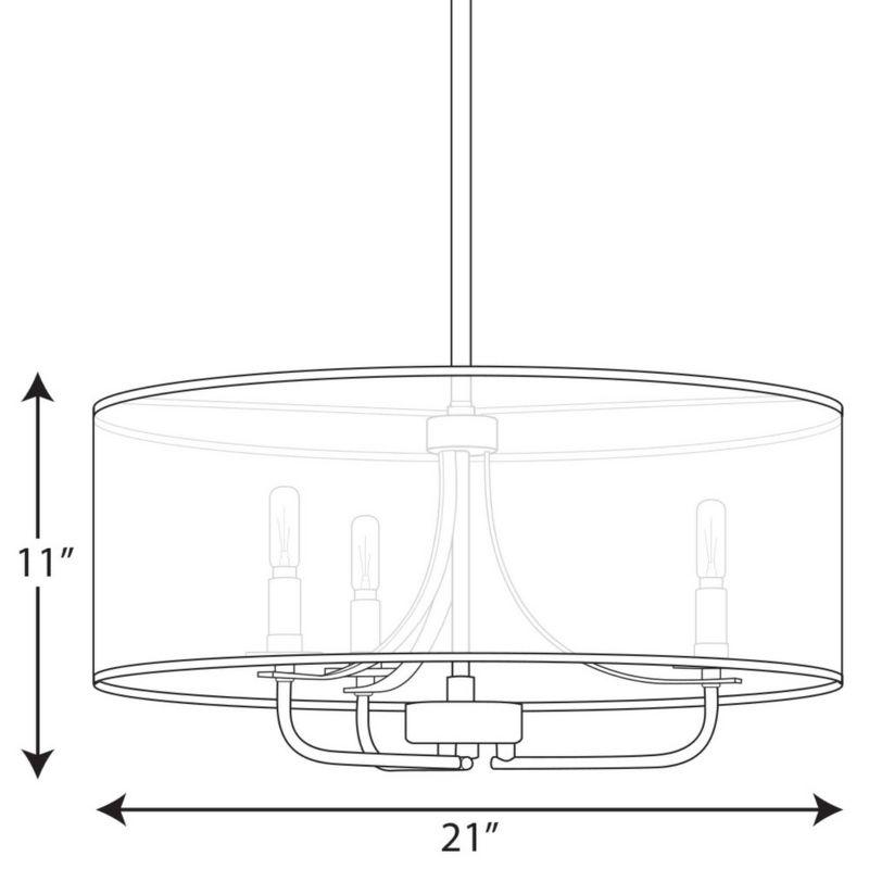 Progress Lighting Riley Collection 3-Light Pendant Brushed Nickel Fabric Shade