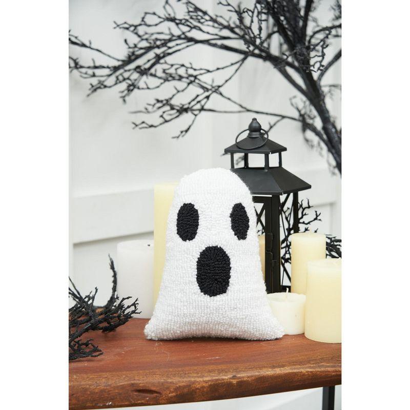 Ghost Shaped Halloween Hooked Throw Pillow